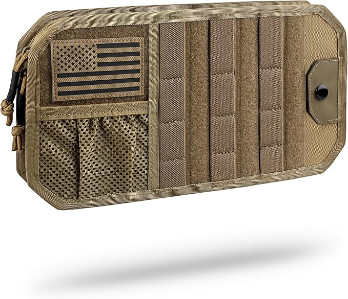 WYNEX Molle Car Sun Visor Organizer, Original Design Car Accessories with Zipper Visor Storage Pouch & Glasses Clip, Semi-Rigid Molle Panel for Tactical Gears, Fits Most Vehicles, SUVs, Trucks