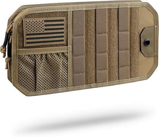 WYNEX Molle Car Sun Visor Organizer, Original Design Car Accessories with Zipper Visor Storage Pouch & Glasses Clip, Semi-Rigid Molle Panel for Tactical Gears, Fits Most Vehicles, SUVs, Trucks