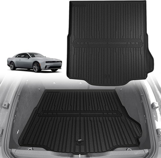 TripleAliners All-Weather Mats Compatible with 2025 2024 Dodge Charger EV Accessories Floor Liners Trunk Cover Custom Fit TPE Heavy-Duty Liners (Trunk Mat)