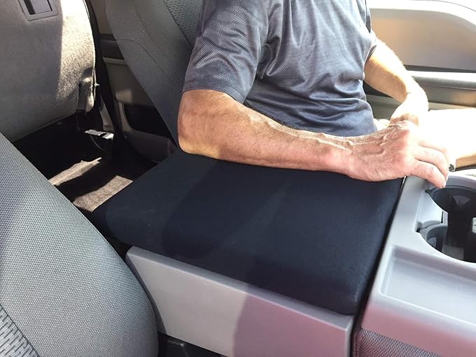 Auto Console Covers - Premium Center Console Cover Armrest Compatible with Ford F-150 2015-2022, Waterproof Neoprene Fabric Middle Console Cover (Tan)