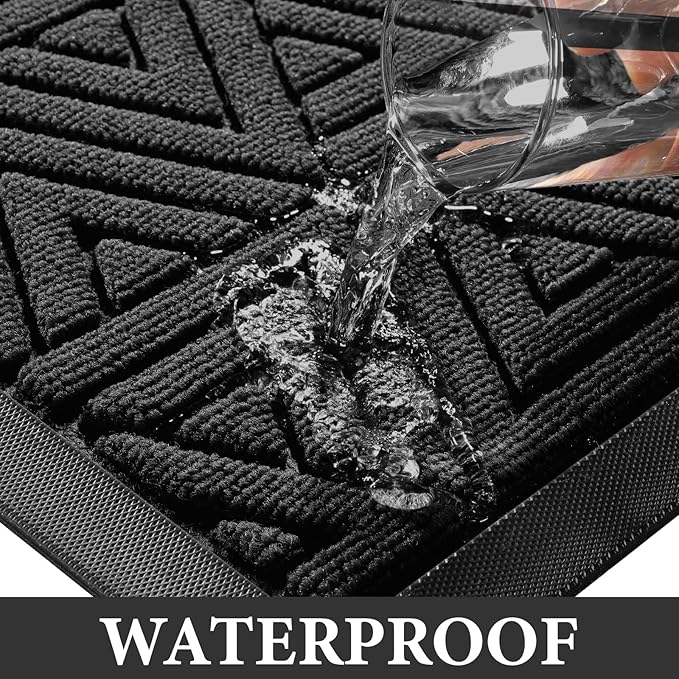Yimobra Large Door Mat 47x24, All-Weather Waterproof Non-Slip Welcome Matt Outdoor, Heavy Duty Non Slip Doormat for Entryway for Patio and Garage Indoor, Easy Clean, Black