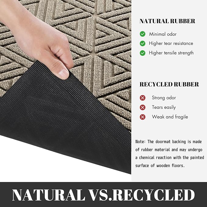 Yimobra Outdoor Mats for Front Door 29.5x17, Stops Mud & Dirt at Entrance, Fits Garage & Patio, All-Weather Waterproof Non Slip Outdoor Indoor Welcome Mat, Beige