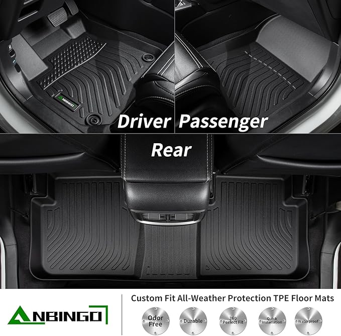 ANBINGO® Floor Mats Custom for Ford Fusion 2013-2016，Fusion All Weather Car Mat, Fusion Floor Liner, TPE Rubber Liners for Ford Fusion Accessories