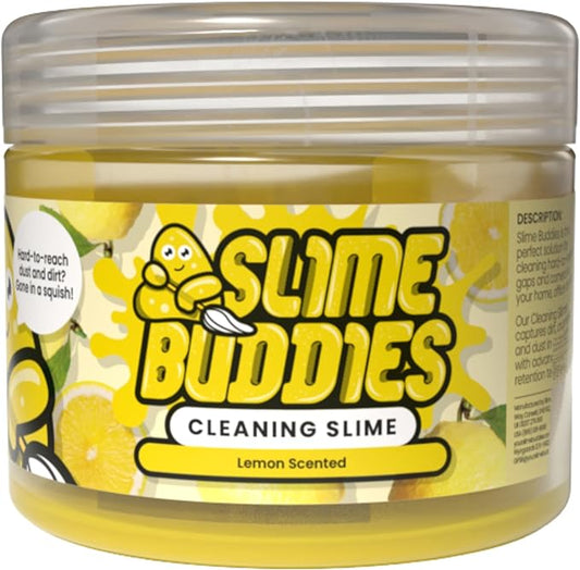 Slime Buddies Car Cleaning Gel Putty - Lemon Scented Interior Detailing Tool for Cup Holders, Air Vents & Keyboard - Reusable Auto Detailing Accessories - Dust Remover Goop - Gifts for Men Women