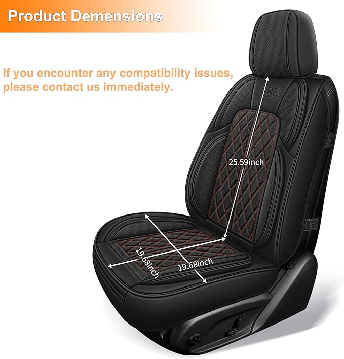 Automotive Seat Covers Universal Fit for Cars, SUV, Sedans, Anti-Slip Breathable (Black Redline, Front Seat)