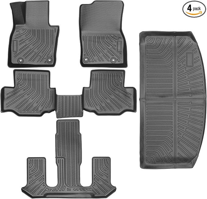 Floor Mats & Cargo Liner Set Custom Fit for 2024 2025 Mazda CX-90 & CX90 PHEV 7 Seater 2nd Row Bucket Seats,1st & 2nd & 3rd Row with Trunk mat All Weather Car Mats Floor Liners Mazda CX90 Accessories