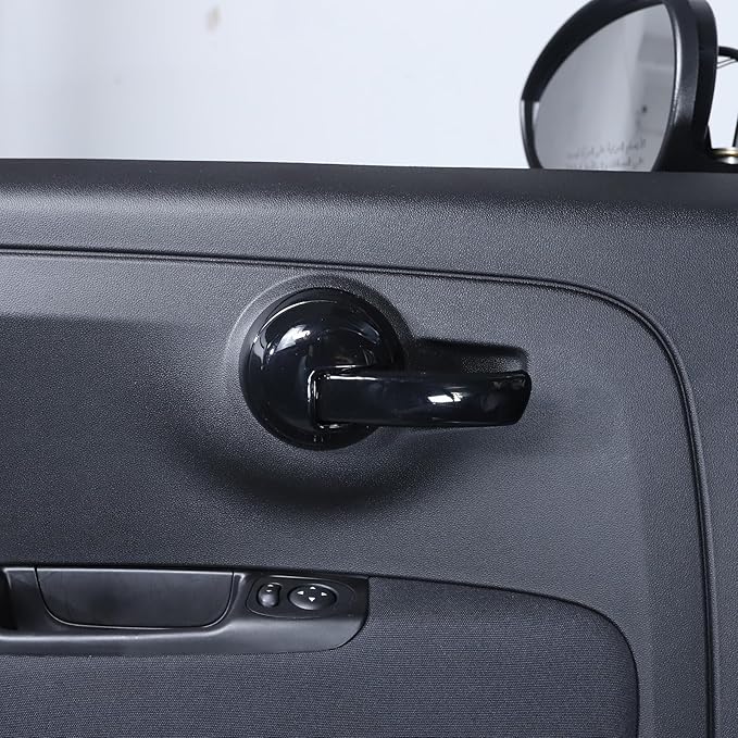 4PCS Inner Door Handles Cover Trim Compatible with Fiat 500/500 Abarth 2010-2024 Car Inner Door Handles Cover Protector Trim ABS Interior Decorative Cover Trim Sticker (Glossy Black)