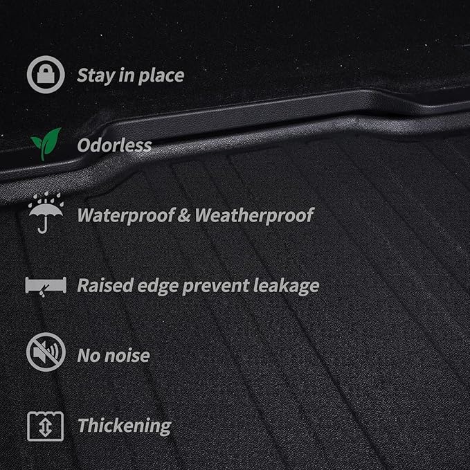 Floor Mats & Trunk Mat for 2018-2024 Toyota Camry (Not for AWD/Hybrid) - All Weather TPE Waterproof, Anti-Slip, Custom Fit Front, 2nd Seat & Rear Trunk Protection