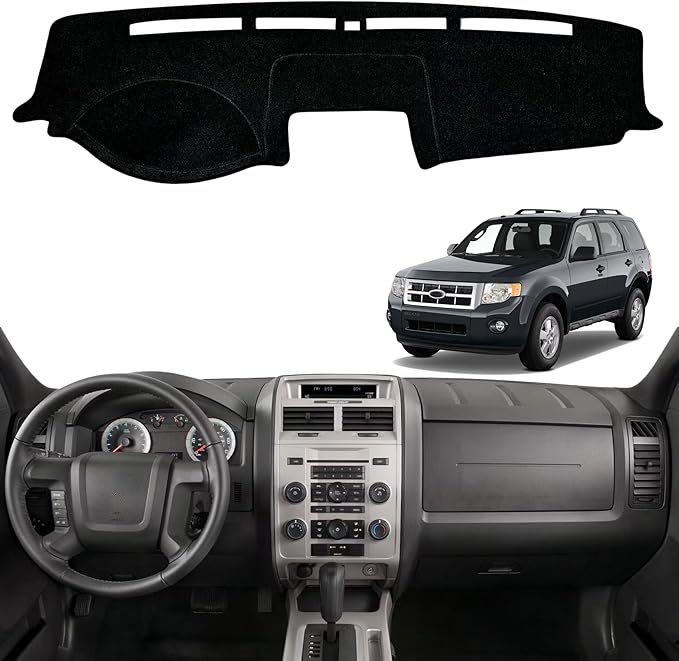 Non-Slip Dash Cover Dashboard Cover Mat Custom Fit Center Console Cover Sunshield Protector Pad Compatible with Ford Escape Mercury Mariner 2008 2009 2010 2011 2012 Accessories (Black Trim)
