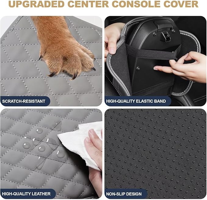 YORKNEIC Center Console Cover Fit for Ford Fusion: Middle Console Cover with 2 Storage Pocket,Faux Leather Waterproof Anti-Scratch Car Armrest Cover Protector(Grey)