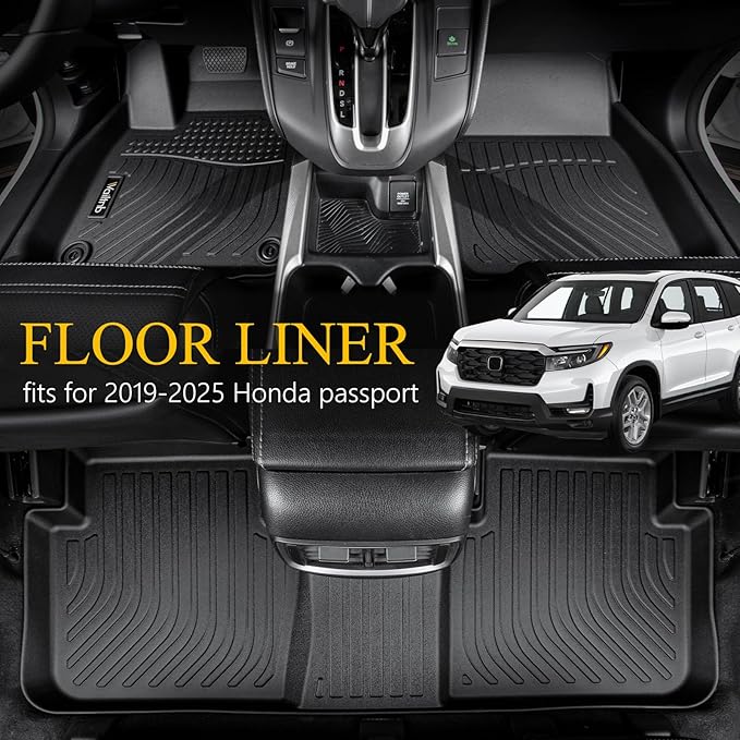 Wailtnb-Floor Mats for Honda Passport 2019-2025 Sport/EX-L/Touring/Elite/TrailSport 5 Seat Cargo Mat All Weather Car Mat Custom Fit Passport Waterproof Durable Accessories Black 2025