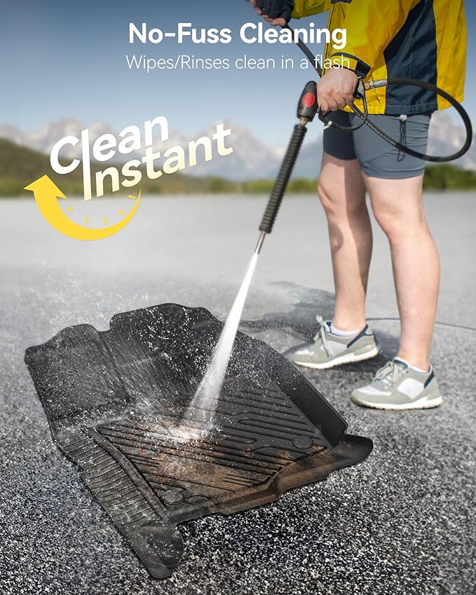 3W Floor Mats for Ford F-150 2015-2025 & F150 Lightning 2022-2025 SuperCrew (w/o Fold Flat Storage), TPE All Weather Custom Fit, Front & Rear 3PCS | Heavy Duty, Easy Clean - Black