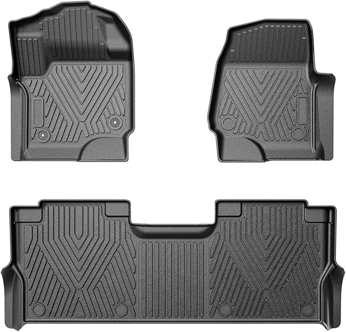 TripleAliners Floor Mats Compatible with Ford 2017-2025 F250/F350/F450 Floor Mats Super Duty Accessories Crew Cab 1st & 2nd Row Floor Liners TPE All Weather Protection Heavy Duty Custom Fit