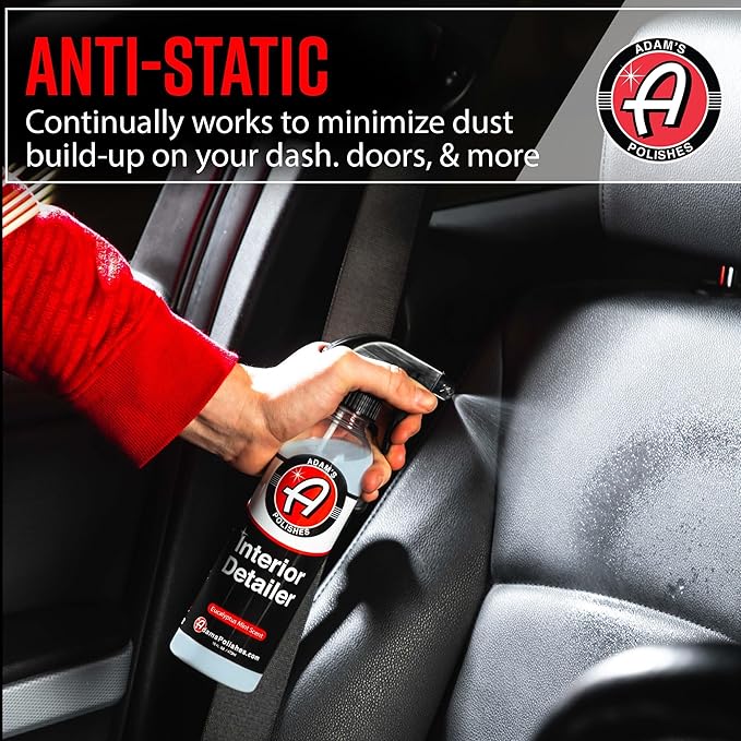 Adam's Polishes Interior Detailer 16 fl. oz - Total Car Cleaner, Protectant & Dressing | All Purpose Leather Conditioner | Vinyl, Dashboard, Screen, Seat Cleaner & More - Pack of 2