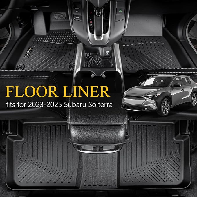 Wailtnb-Floor Mats & Cargo Liner for Subaru Solterra & Toyota BZ4X 2023-2025 Waterproof Durable All Weather Automotive Floor Liner Custom Fit for Solterra Accessories Black