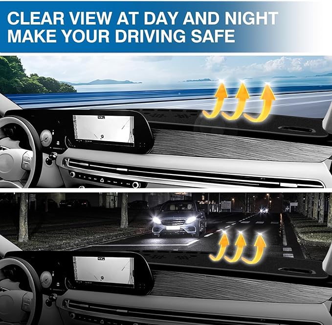 KUST Car Dash Cover for Hyundai Palisade 2020-2024 2025 (SE SEL) (with HUD) Non-Slip Dashboard Cover Polyester Center Console Dash Cover Interior Accessories for Palisade Custom Fit Dash Mat Black