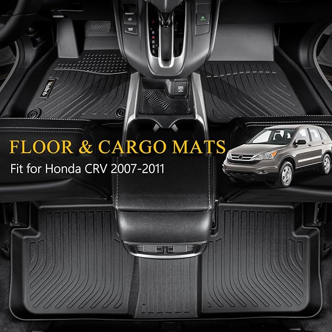 Wailtnb-All Weather Floor Mats & Cargo Liner for Honda CRV 2007-2011 Custom Fit Honda CRV 2007-2011 Waterproof Durable Easy to Clean Accessories