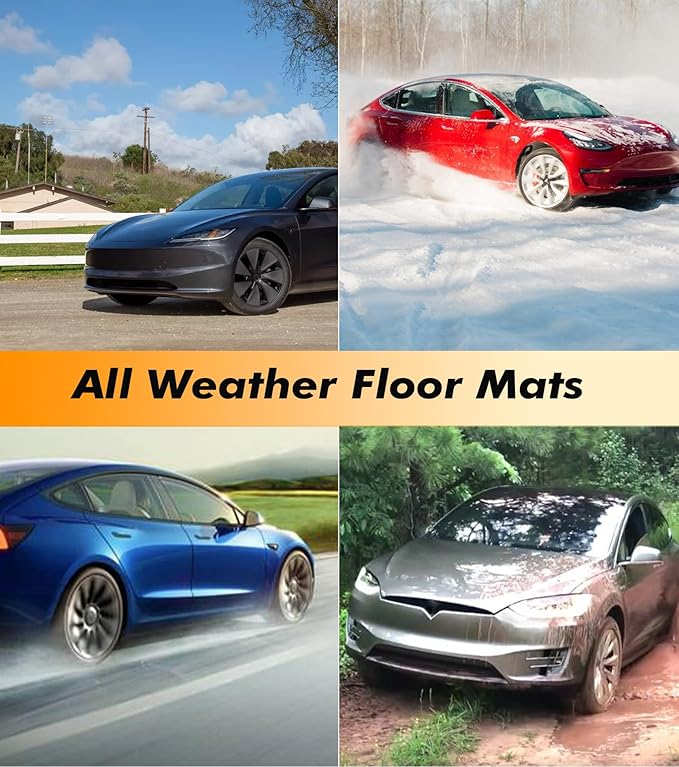 PM Auto All-Weather Double-Layer Floor Mats for Tesla Model 3 2017-2023 (Except Highland), All Weather Protection, Custom Fit