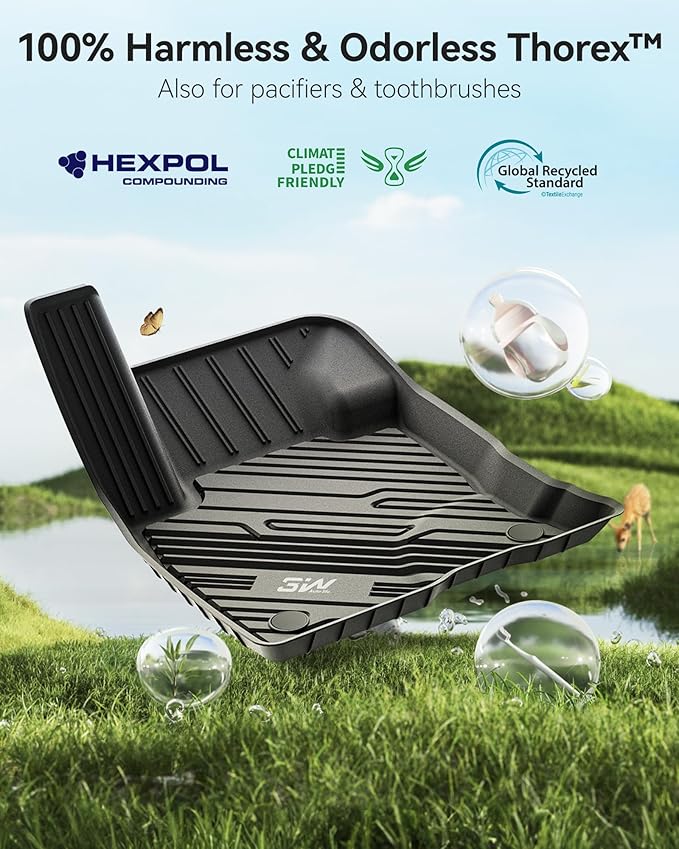 3W Floor Mats Fit for Ford Bronco Sport 2021 2022 2023 2024 2025 All Weather TPE Car Accessories Custom Fit Full Set Ford Bronco Sport Car Mats (Not for Bronco & Rubberized Floor & Outer Banks)