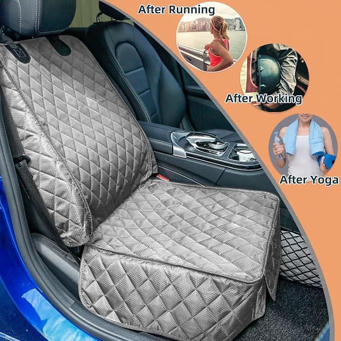 PETICON Waterproof Front Seat Car Cover, Full Protection Dog Car Seat Cover with Side Flaps, Nonslip Scratchproof Front Seat Cover Fits for Cars, Trucks, SUVs, Jeep, Gray (Gray)