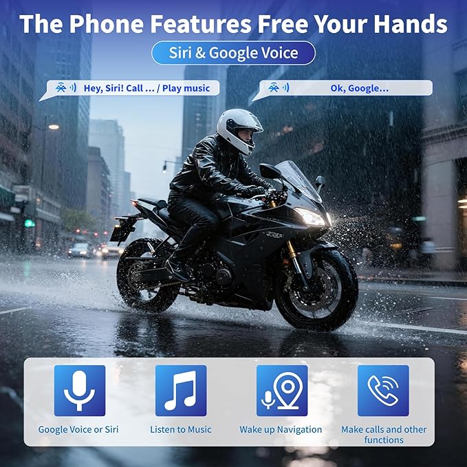 Motorcycle CarPlay Screen 7", Waterproof GPS Display for Motorbike, Wireless CarPlay & Android Auto para Moto, Dual Bluetooth, Touchscreen, Music Sharing Siri (7" CarPlay + Dual Camera)
