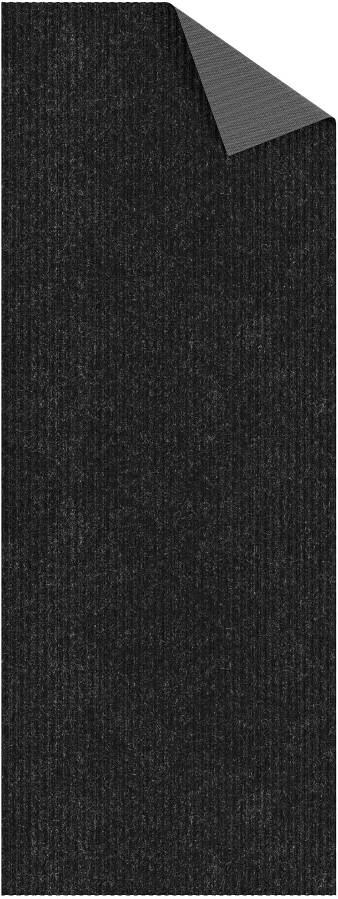 Ottomanson 2'7" x 35' Hallway Runner with Scraper Pile - Extra Durable Non-Slip Rug Mat for Indoor & Outdoor Use - Ideal for Kitchen, Entryway & Garage - High-Traffic Carpet, Black