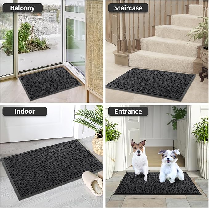 Yimobra Extra Large Door Mat Outside Entrance 60x36, Waterproof Heavy Duty Outdoor Mats for Front Door, Non Slip Rubber Entry Mat for Garage Patio Indoor, Easy Clean, Black