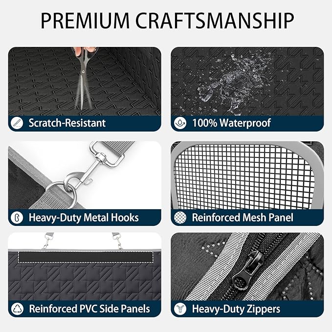 Upgraded Durable Hard Bottom Dog Car Seat Cover with EPE Sponge Cushion,Foldable Dog Rear Seat Protector,Waterproof Pet Car Seat Hammock, Seamless Car Back Seat Extender for SUV,Truck(XL)