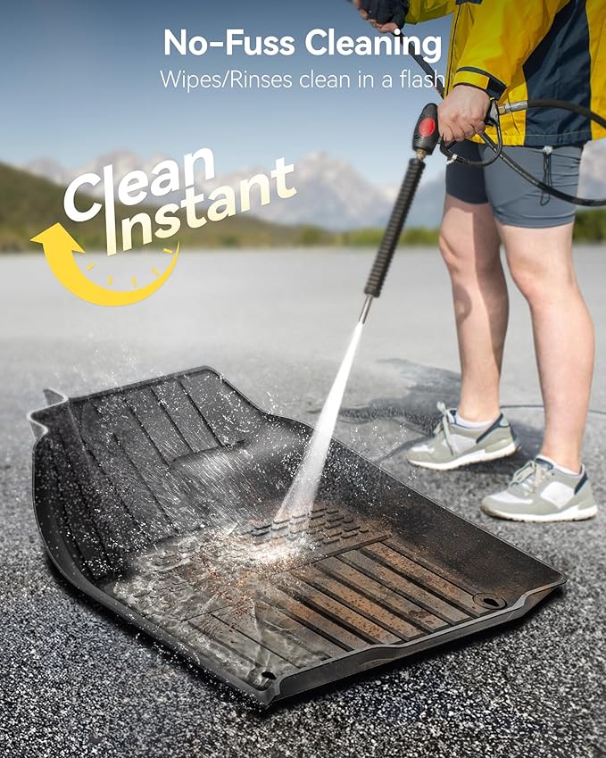 3W Durable TPE Black Floor Mats, Custom Fit for Range Rover/Land Rover Evoque 2011-2019 (Not for Convertible), 1st & 2nd Row All-Weather Vehicle Mat Set