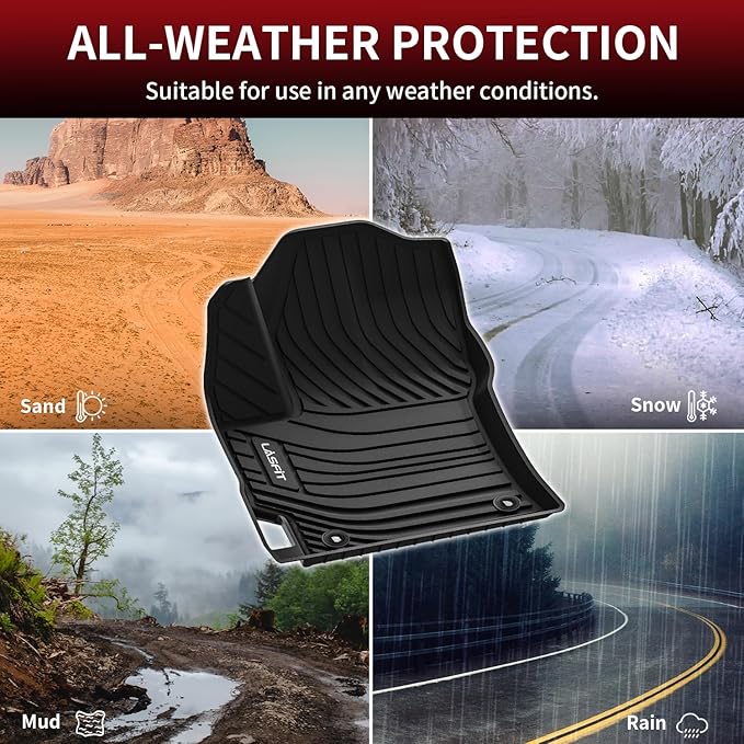 LASFIT Floor Mats for Toyota Corolla Sedan 2020-2026, All Weather TPE Custom Fit Car Mats for Toyota Corolla Accessories 1st & 2nd Row Floor Liners, Easy to Clean, Odorless, Black