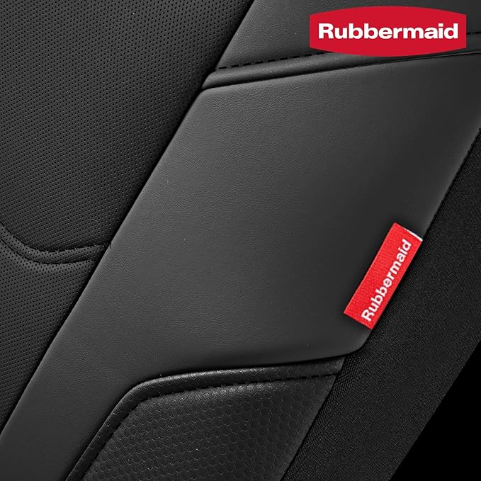 Rubbermaid Leather Car Seat Cover – Universal Front Seat Cover, Airbag Compatible, Easy to Install, Water-Resistant and Durable Automotive Seat Cover for Cars, Trucks, SUVs, Vans – Black