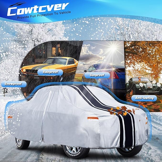 [2025 Upgrade] Heavy Duty Truck Cover Waterproof All Weather. Pickup Cover Rain UV Protection. Outdoor Truck Covers for Ford F150 Chevy Silverado Dodge Ram 1500. (Length Up to 250 inch) XXL