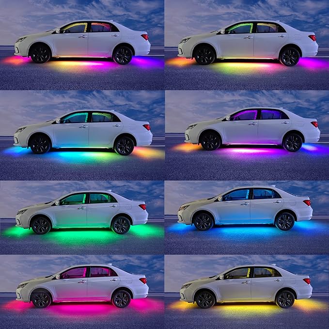 Underglow Car Lights, 4 pcs RGB-IC Smart LED Lights with APP and Remote Control, 16 Million Colors DIY Sound Active Function Music Mode, Underglow Kit for Car, SUVs, Trucks (Dream Color)