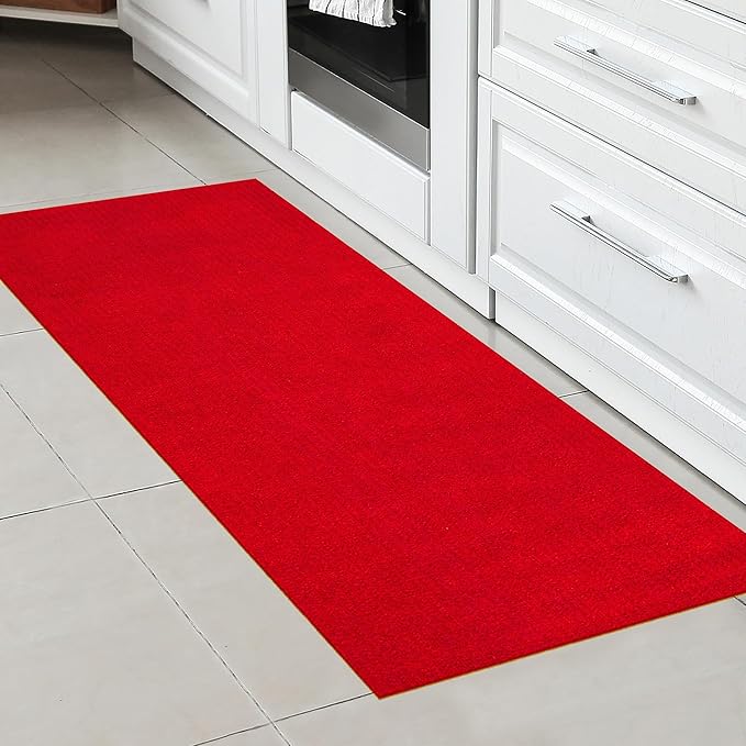 Ottomanson 2'7" x 6' Hallway Runner with Scraper Pile Extra Durable Non-Slip Rug Mat for Indoor & Outdoor Use - Ideal for Kitchen, Entryway, Patio & Garage - High-Traffic Carpet, Red