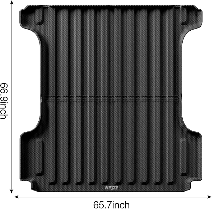 WEIZE Truck Bed Mat for Ram1500/Ram 1500 Classic 2019-2025 2026 5.7ft (5'8.4",67.4in), All Weather Protection TPE Truck Bed Liner Durable Easy Clean Black