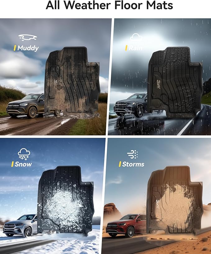 3W Floor Mats & Cargo Liner for Benz GLE 2020-2026, TPE All Weather Custom Fit Floor Liner & Trunk Mats Car Mats fit GLE 350/450/450e/580/53 AMG/63 AMG S(Fit 5 Seats, Not Fit Coupe/W167)