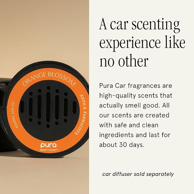 Pura Car Scent Refill - Fragrance for Pura Car Diffuser - Clean & Safe Luxury Diffuser Scent - Long-Lasting Fragrance for 30 Days of Aroma - Spring & Summer Household Essential - Orange Blossom