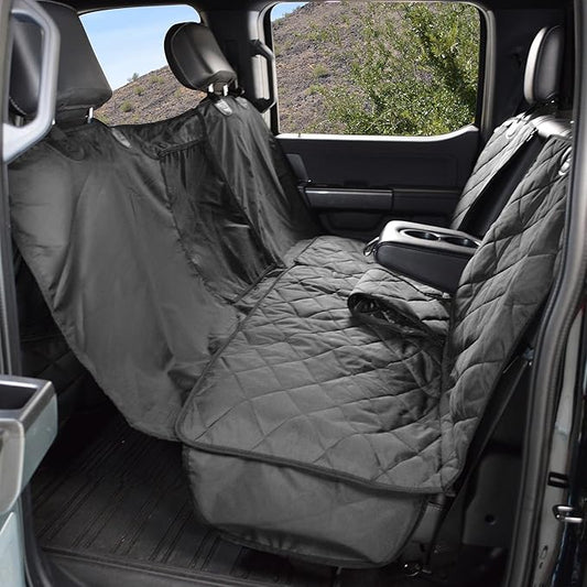 4Knines New Crew Cab Truck Pet Seat Cover for Back Seat with Split-Tech, Dog Hammock & Mesh Window – Heavy Duty Dog Hammock for Trucks with Split Bench Seats (Black, Passenger Side)