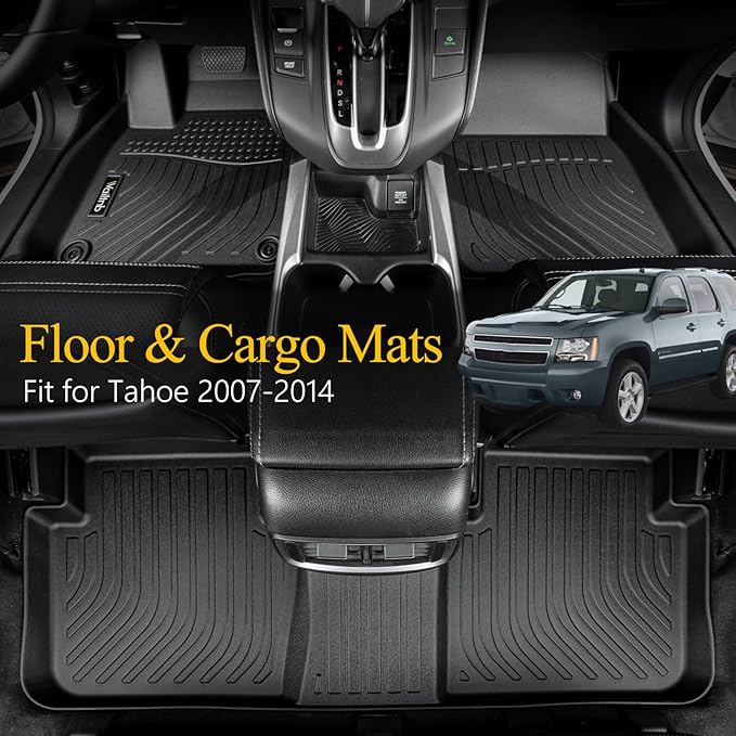 Wailtnb-All Weather Floor Mats & Cargo Liner for 2007-2014 Chevrolet Tahoe/GMC Yukon(Not for XL) Custom Fit Chevrolet Tahoe Waterproof Durable Easy to Clean Accessories for Tahoe