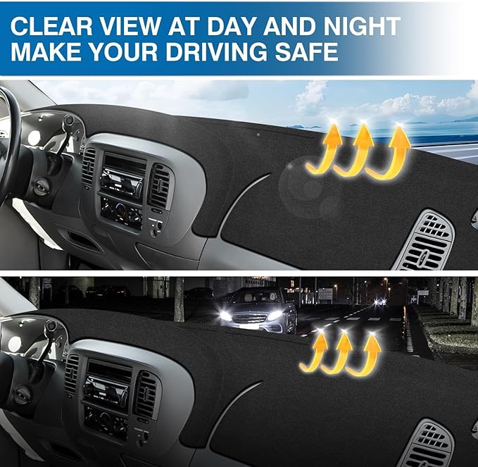 KUST Car Dash Cover for Ford F150 F-150 1997 1998 1999 2001 2002 2003/Ford Expedition 1997-2002 Polyester Dashboard Cover Non-Slip Interior Accessories for F150 Custom Fit Dash Mat Black