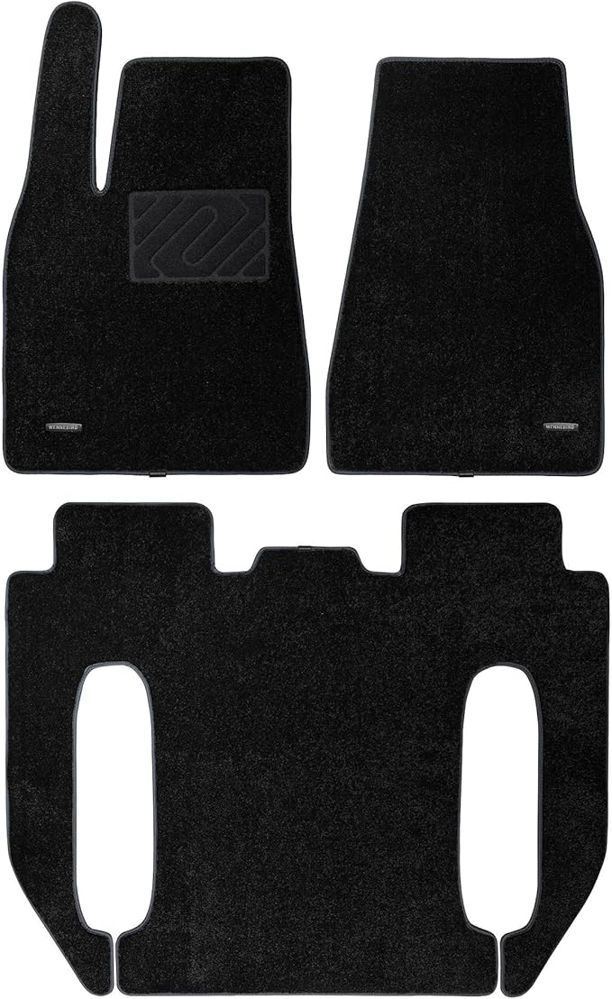 WENNEBIRD Superior Carpet Floor Mats for 2015-2020 Tesla Model X 6 Seats (Not for 5 Seats & 7 Seats), 0.6-Inch Ultra-Thick, Noise-Reducing, All-Weather Waterproof Anti-Slip – 3-Pc Set