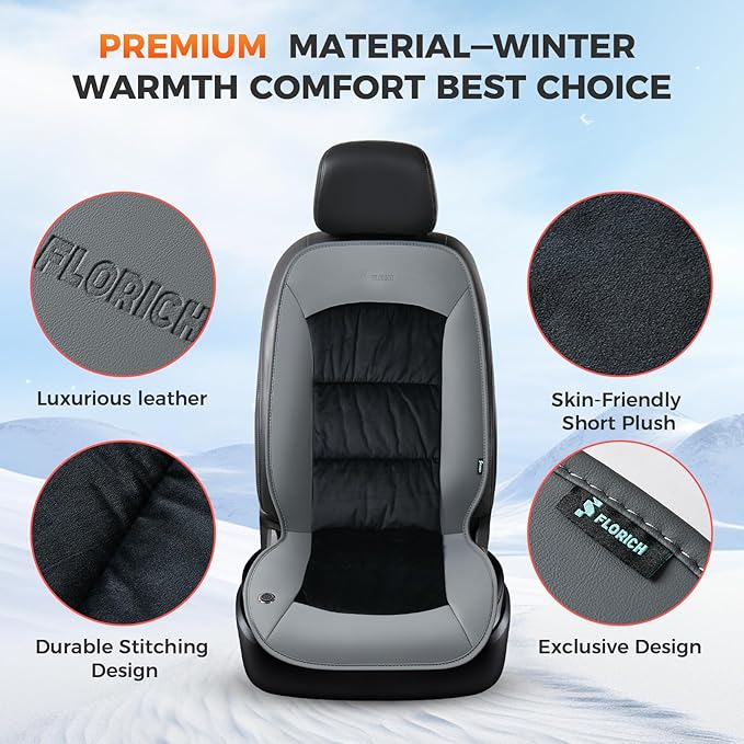 FLORICH Winter Driver or Passenger Car Seat Cushion for Full Back and Seat Comfortable Seat Cover for Cars Trucks SUV Van, Gray
