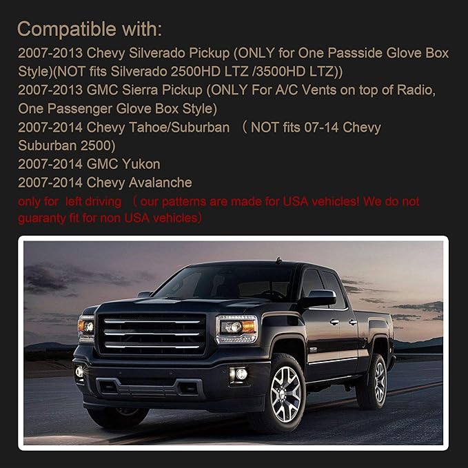 SPEEDWOW Dashboard Dash Board Cover Mat Carpet Compatible with Chevy Tahoe Suburban 2007-2014, Compatible with Avalanche Silverado 1500 2500 3500 LTZ 2007-2013, Sierra SLT Denali 07-13, Yukon XL 07-14