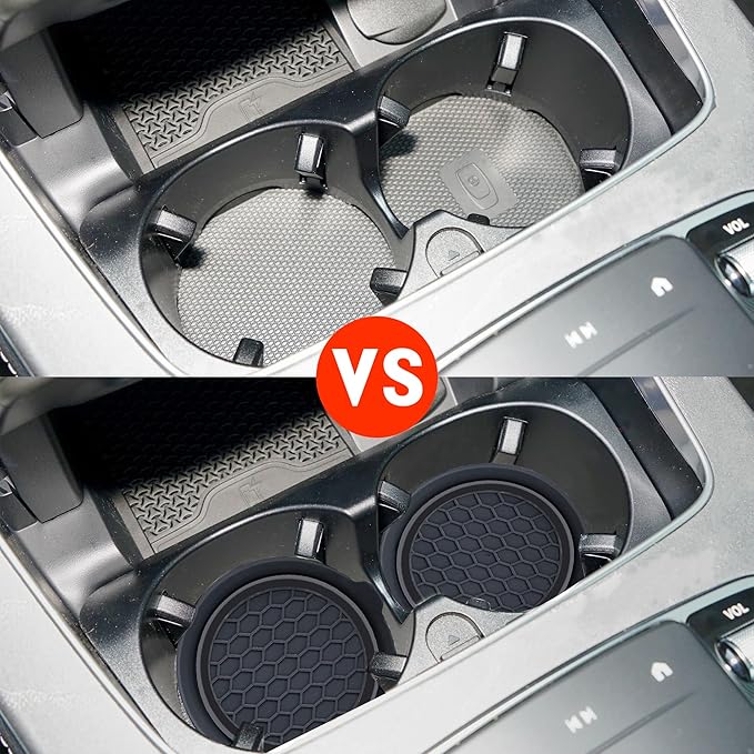 Amooca Car Cup Coaster Universal Automotive Waterproof Non-Slip Cup Holders Sift-Proof Spill Holder Car Interior Accessories 4 Pack Black