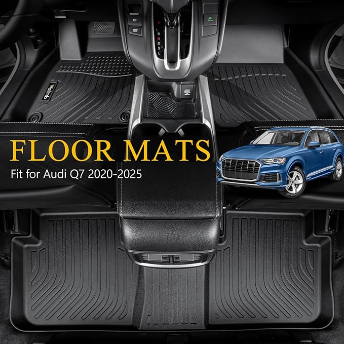 Wailtnb-All Weather Floor Mats for Audi Q7 2020-2024 2025 SQ7 Liners Custom Fit Audi Q7 2020-2024 Waterproof Durable Easy to Clean Accessories 2024 2025