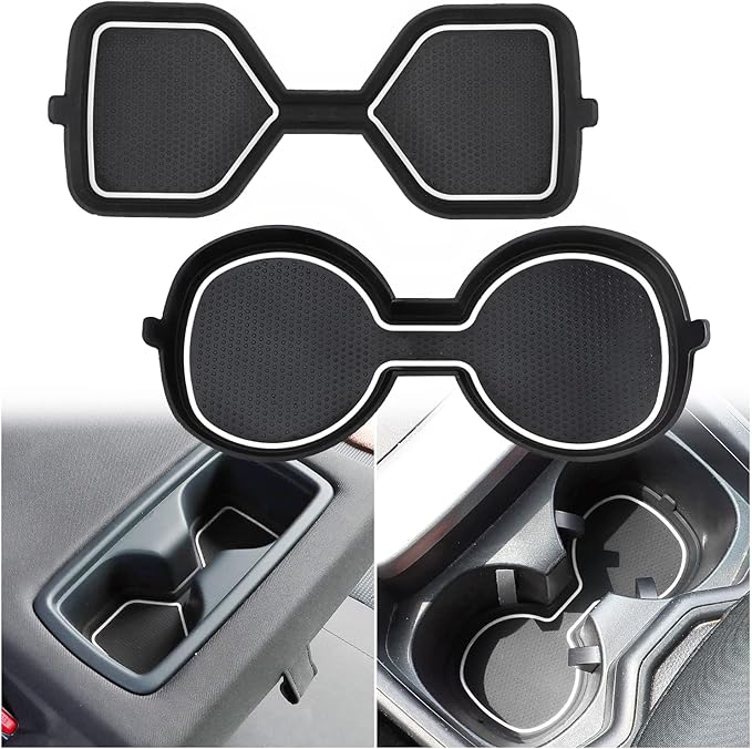 Auovo 3D Cup Holder Inserts for Toyota RAV4 Accessories 2025 2024 2023 2022 2021 2020 2019 Silicone Center Console Cup Holder Coaster Liner Mat Pad Interior Trims (White, 2pcs kit)