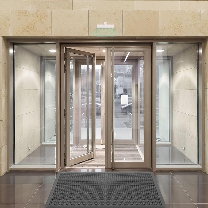 Rubber Scraper Floor Mat 60”x36” 2 Pack - Heavy Duty Outdoor Mats for Garage, Entryway, Door, Mudroom, Boot Tray - All-Weather & Easy Clean