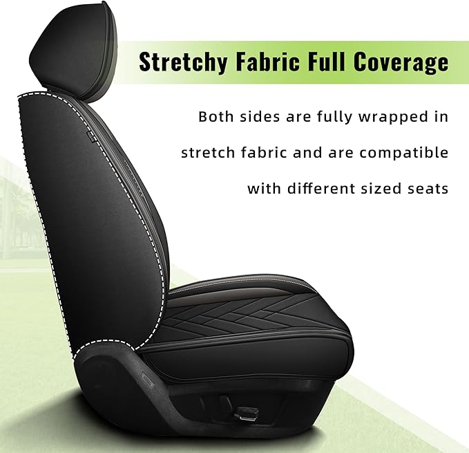 AOMSAZTO Universal Front Seat Covers for Chevrolet Chevy Trax Colorado Equinox Malibu Silverado Tahoe Traverse Suburban Cruze Blazer Trailblazer Fits for All Chevy Cars Sedan Truck SUV - Black&Grey