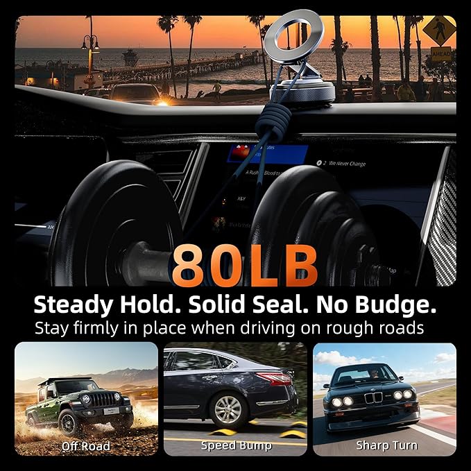 2026 Upgraded Vacuum Magnetic Phone Holder for Car for Magsafe [24X Strongest Magnets][5X Durability] 360° Adjustable Car Phone Mount, Cell Phone Holders for iPhone 17 Pro Max 16-12 Air Plus