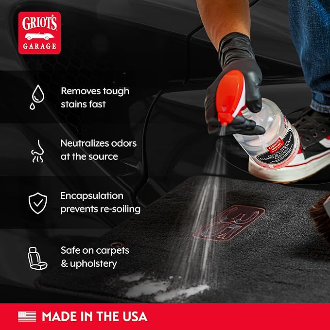 Griot's Garage Odor Neutralizing Carpet and Upholstery Cleaner for Car Floor Mats, Upholstery, Microfiber Seats, Household Fabrics, and Pet Stains 10990, 22oz
